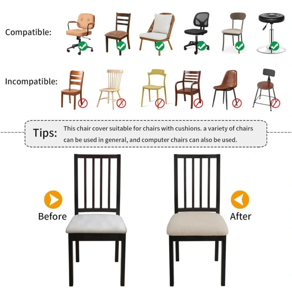 ~(6) Chair Seat Covers (Cream)~